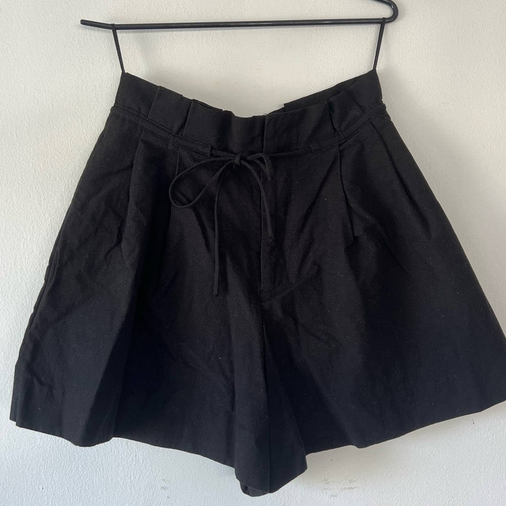 Black Linen Shorts